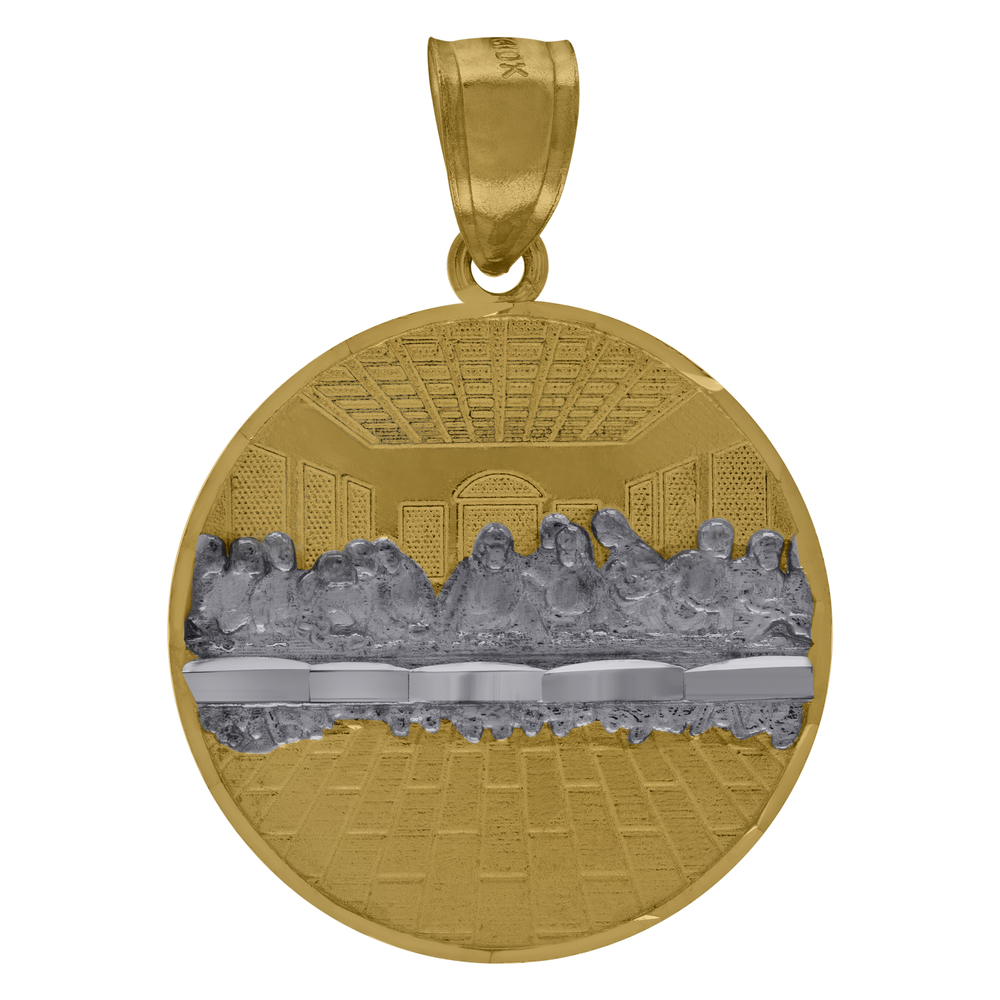10kt 10k Two-Tone Gold Diamond-Cut Last Supper Religious Charm Pendant